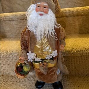 Festive Santa Claus Figurine with Gold Accents